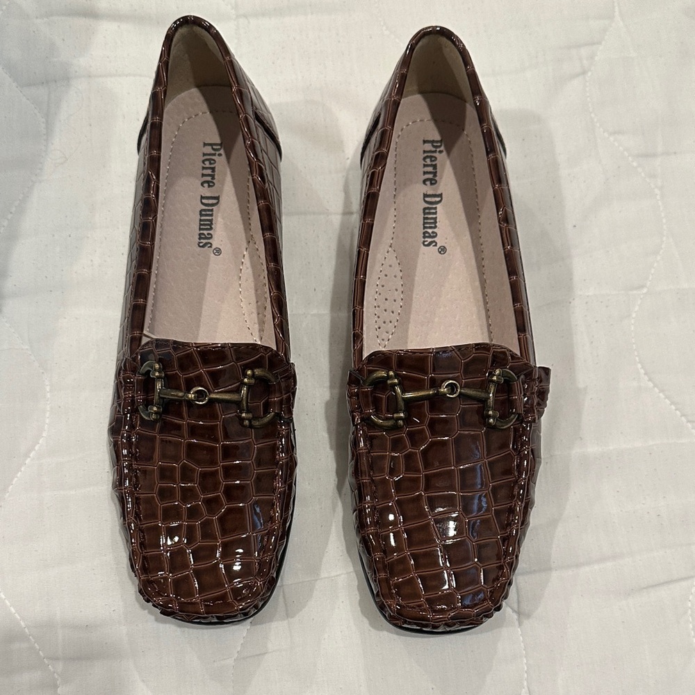 Pierre Dumas Dark Brown Crocodile Pattern Loafers